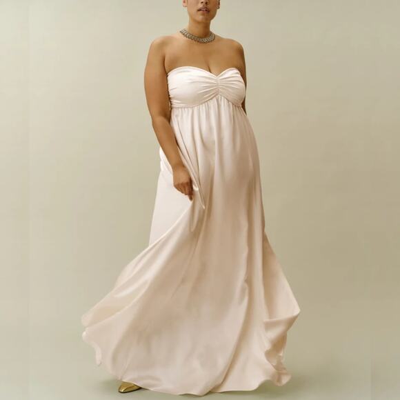 Reformation Gabbie Maxi Dress NEW Silk Ivory Strapless Sweetheart Neckline 6